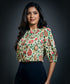 Half Sleeve Printed Chiffon Round Neck Top